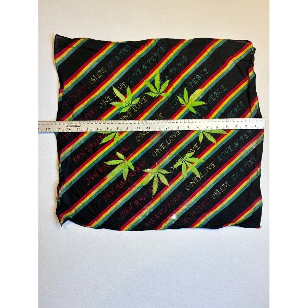 Men's Rasta One Love Bandana Scarf Cotton 21 X 21 Reggae Weed Leaf